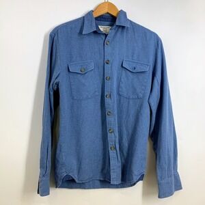Marine Layer Blue Long Sleeve Button Up Work Shirt 100% Cotton Size Medium